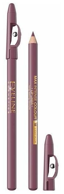 Карандаш EVELINE (Эвелин) для губ контурный с точилкой Max intense colour тон 18-light plum - фото №2