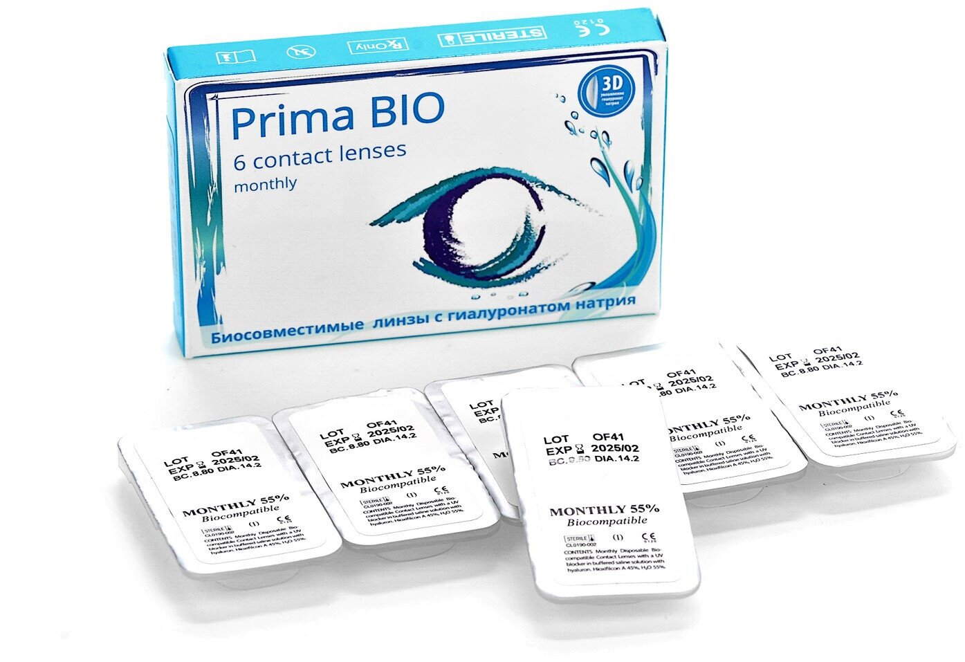 Контактные линзы OKVision Prima BIO 1 месяц, -4.00 8.8, 6 шт.