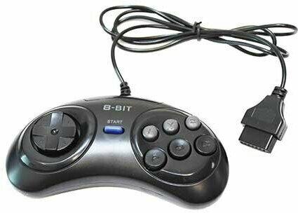 Качественный джойстик с широким разъемом (15 pin), 6 кнопок, форма под Sega для приставок 8-bit