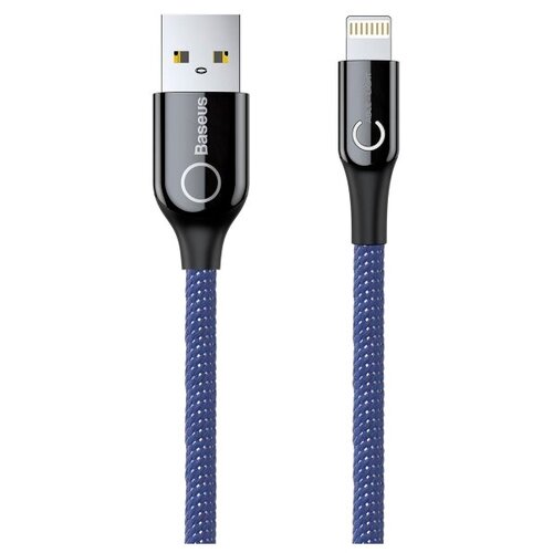 Кабель Baseus C-Shaped USB - Lightning (CALCD), 1 м, синий кабель baseus c shaped light intelligent power off cable 1 м цвет красный calcd 09 calcd 09