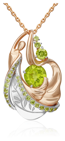Подвеска PLATINA, комбинированное золото, 585 проба, хризолит