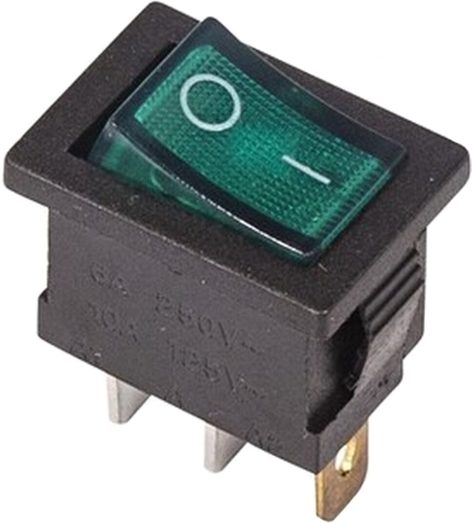 Выключатель клавишный Rexant Mini ON-OFF зеленый с подсветкой (250В 6А (3с)) {36-2153} - фотография № 4