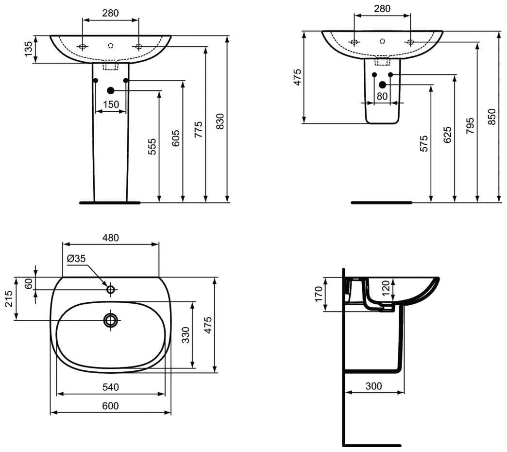 Раковина 60 см Ideal STANDARD Tesi T 3522 - фотография № 10