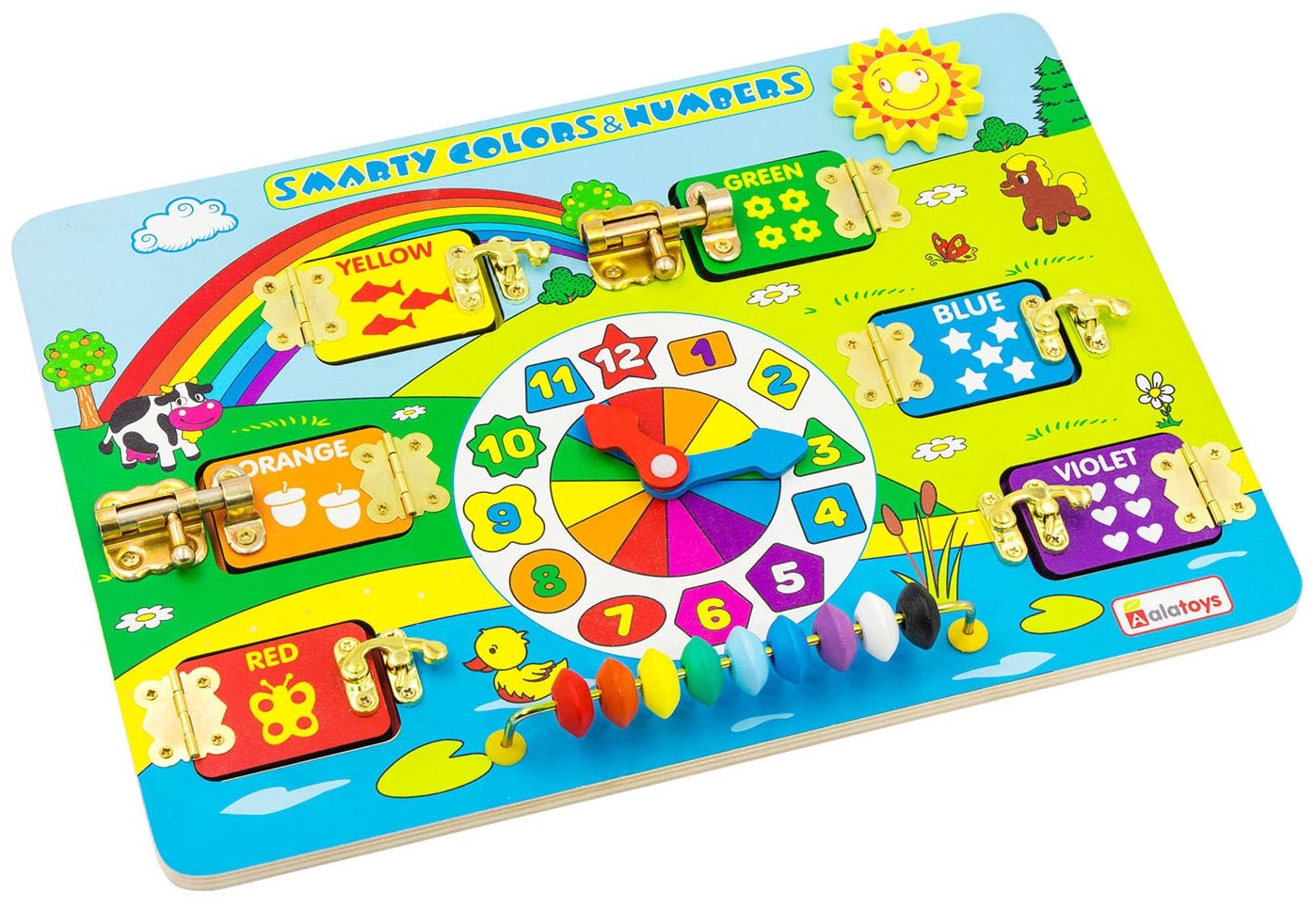 Бизиборд "Smarty colors & Numbers" Деревянная развивающая игрушка из натуральных материалов, безопасна для детей