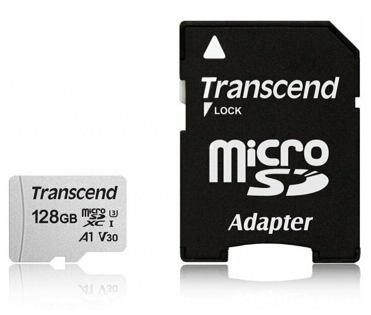 Карта памяти 128Gb - Transcend MicroSD 300S UHS-I U1 TS128GU