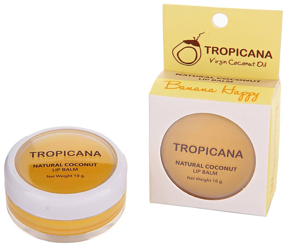 Органический кокосовый бальзам для губ Tropicana "Банановое счастье" с бананом 10 гр.