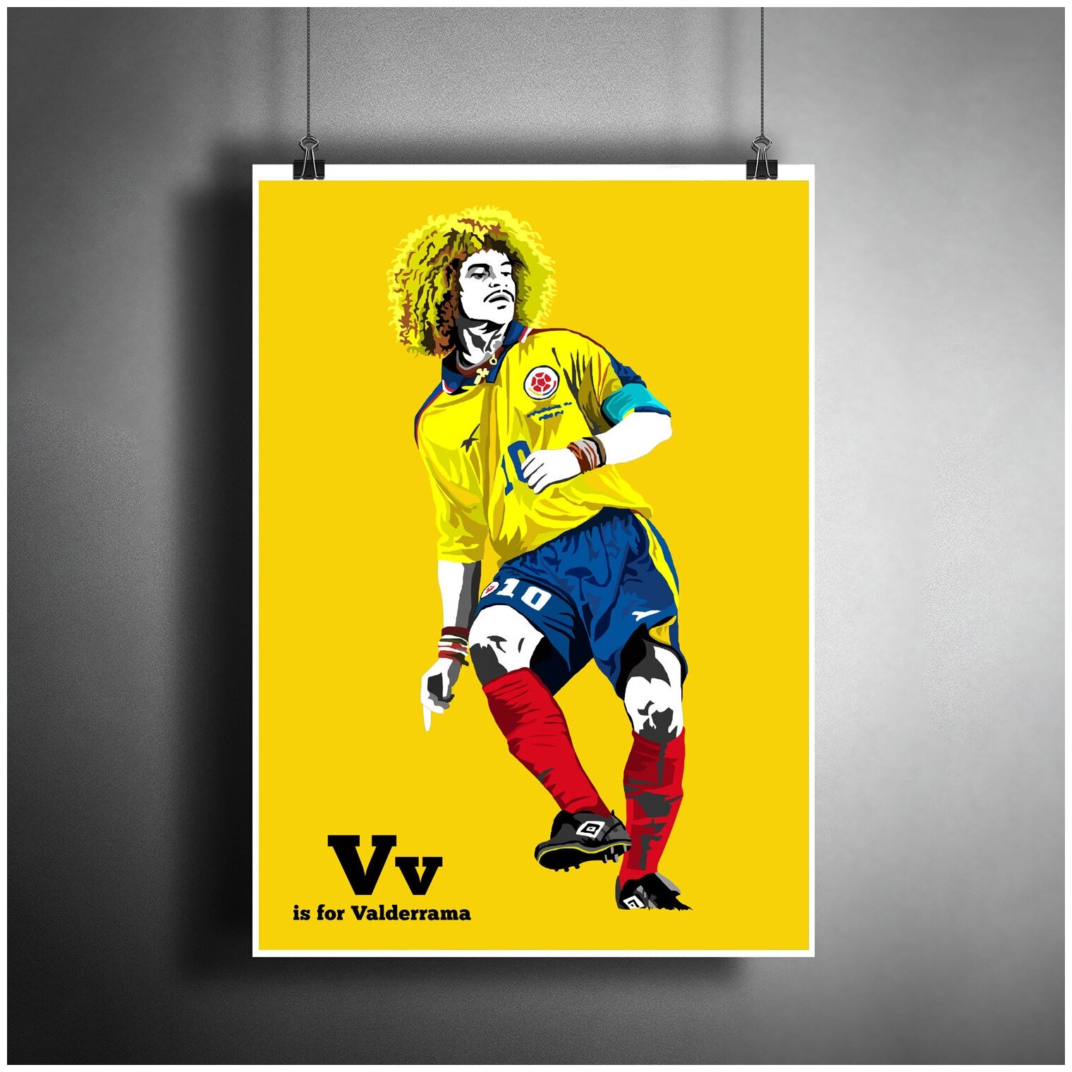 Постер плакат для интерьера "Футбол Карлос Вальдеррама" / Декор дома, офиса, бара. A3 (297 x 420 мм)