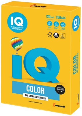 Бумага IQ Color А4 120 г/м², 250 л, солнечно-желтый SY40