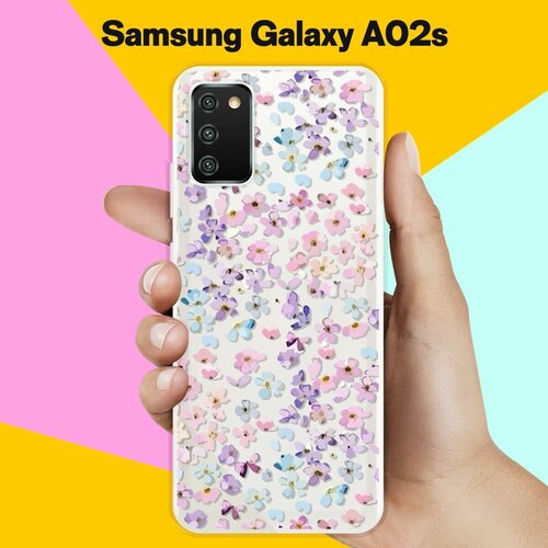 Силиконовый чехол на Samsung Galaxy A02s Розовые цветы / для Самсунг Галакси А02с противоударный чехол с держалетем для samsung galaxy a02s накладка бампер на самсунг галакси а02с