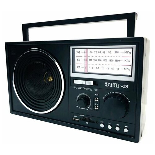 Радиоприемник портативный Сигнал Patriot Эфир-13 черный USB SDmicroSD 375200₽