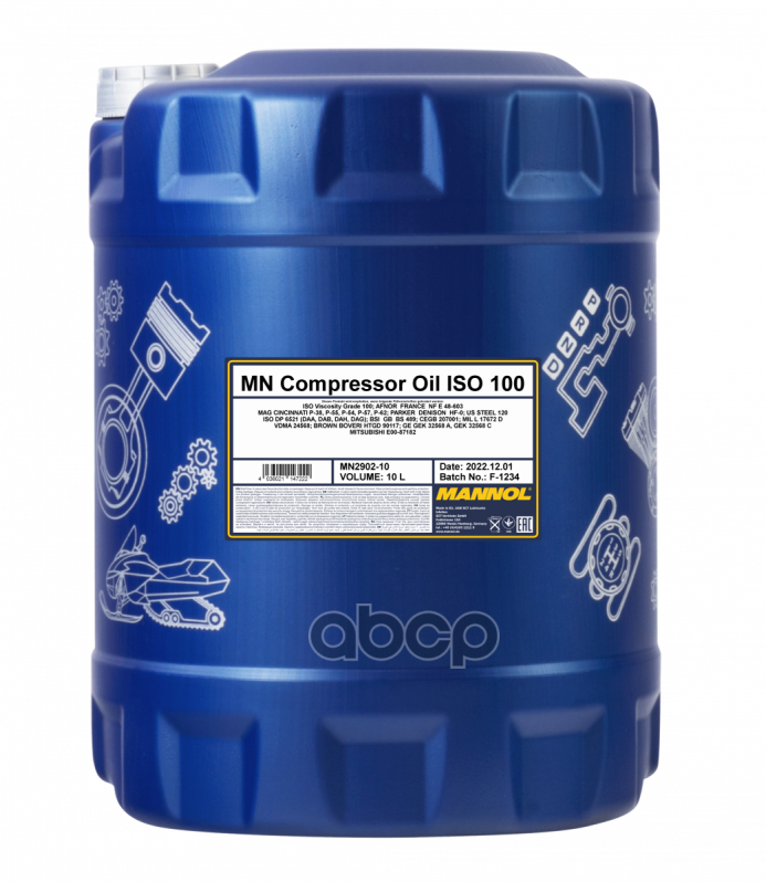 2902-10 Mannol Compressor Oil Iso 100 10 Л. минеральное Масло Для Воздушных Компрессоров MANNOL арт. MN2902-10 - фотография № 1