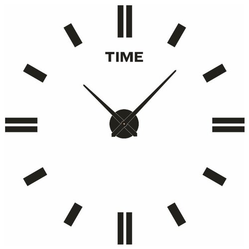 фото Часы большие кварцевые самоклеящиеся бескаркасные настенные 3d до 120 см diy цифры черные римские a2004bl world