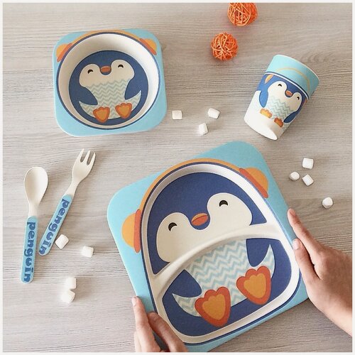Изображение товара Детский набор посуды для кормления Пингвин