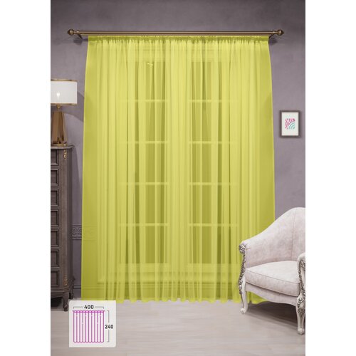 ВсеТканиТут Тюль "Вуаль Bacio" / вуаль / занавеска /400х240 желтый