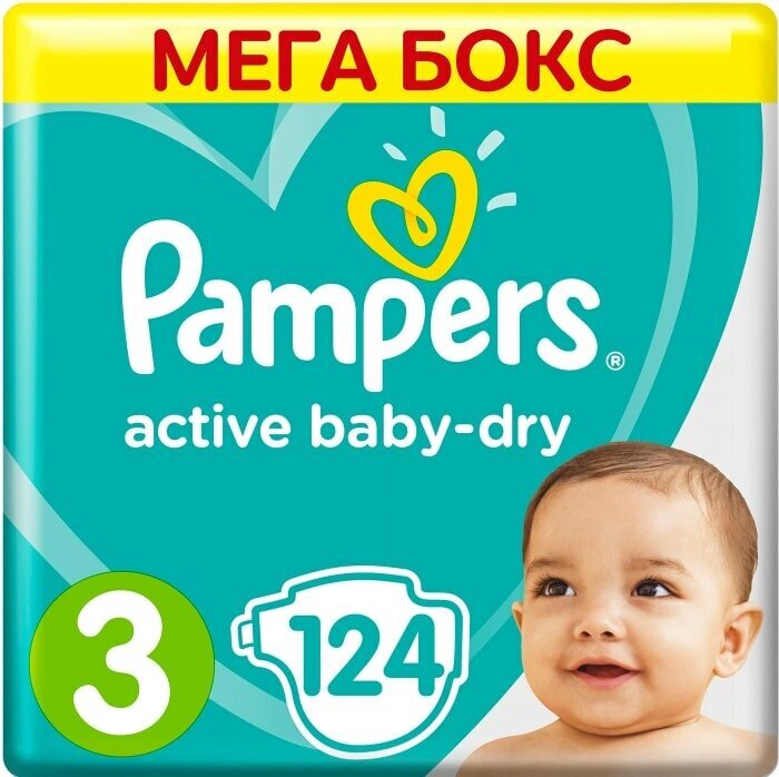 Подгузники Pampers Active Baby-Dry 3 размер / 6-10кг 124шт