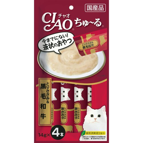 Лакомство-пюре для кошек Inaba Ciao Churu Куриное филе и говядина 14г*4шт