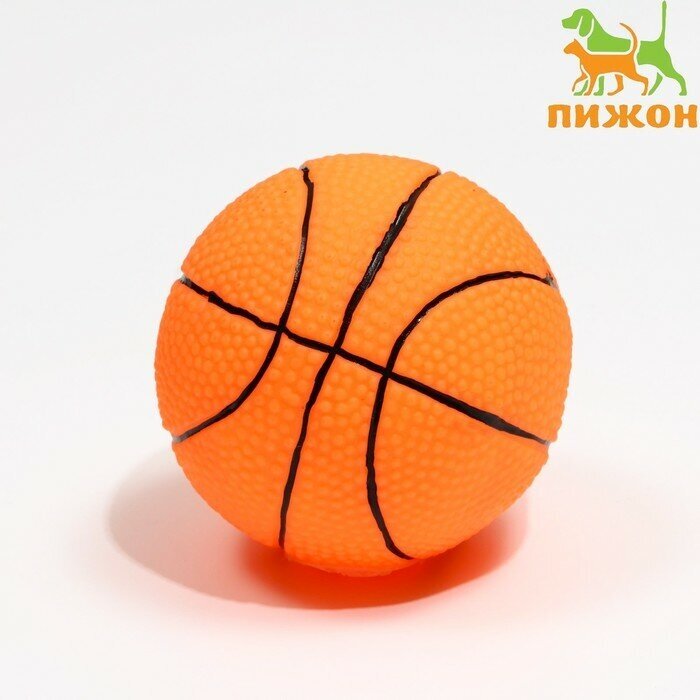 Пижон Игрушка пищащая "Мяч Баскетбол" диаметр 7,5 см, оранжевая