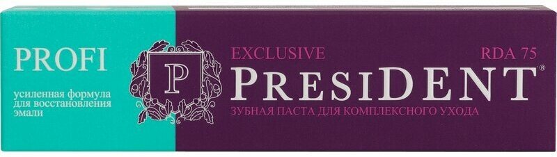 Паста President (Президент) зубная Profi Exclusive 50 мл Зеленая Дубрава ЗАО - фото №1