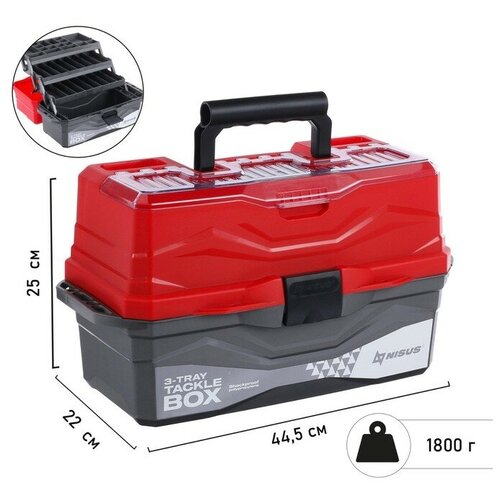 фото Nisus ящик для снастей tackle box nisus трёхполочный, цвет красный