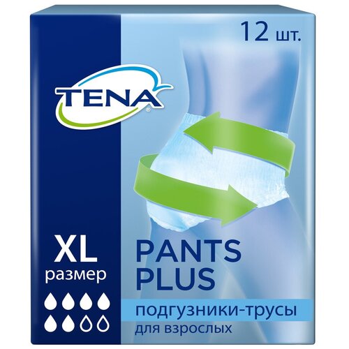 Трусы впитывающие TENA 792712, XL, 120 х 120 см, 6 капель, 120-160 см, 12 шт.