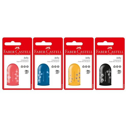 фото Точилка пластиковая faber-castell "jelly", 1 отверстие, контейнер, ассорти, блистер