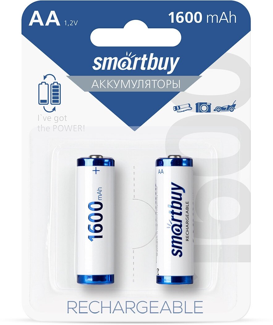 Аккумулятор NiMh Smartbuy AA/2BL 1600 mAh (24/240) (SBBR-2A02BL1600)