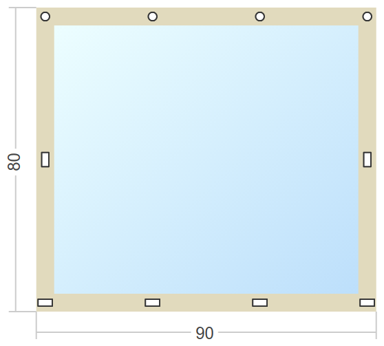 Мягкое окно Софтокна 90х80 см съемное, Скоба-ремешок, Прозрачная пленка 0,7мм, Бежевая окантовка, Комплект для установки - фотография № 3