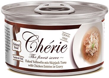 Влажный корм для кошек Pettric Cherie Signature Gravy, хлопья полосатого тунца с кусочками курицы в подливе, 80 г, 1 шт.