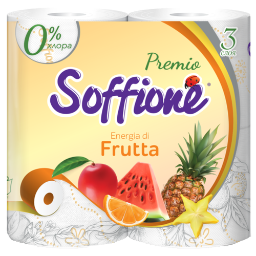 Туалетная бумага Soffione Energia di frutta трехслойная 4 рул., белый