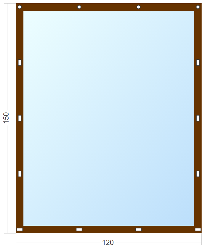 Мягкое окно Софтокна 120х150 см съемное, Скоба-ремешок, Прозрачная пленка 0,7мм, Коричневая окантовка, Комплект для установки - фотография № 3