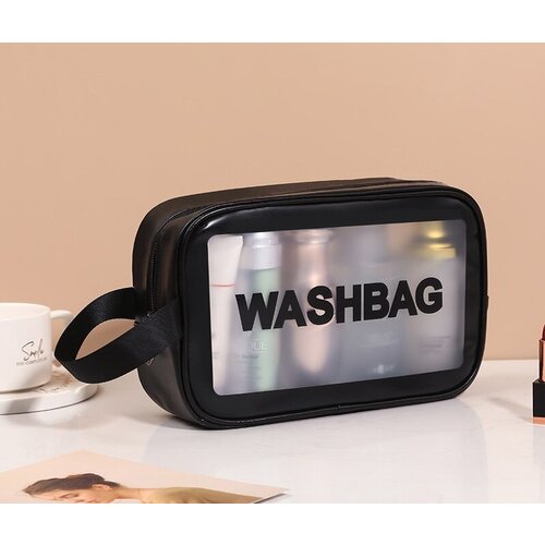 сумочка washbag белая 24 5 9 5 14 5см косметичка клатч пенал Косметичка ПМ, черный, бесцветный