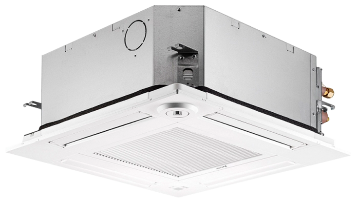 Кассетный внутренний блок Mitsubishi Electric PLFY-P32VFM-E1 и панель SLP-2FAL,четырёхпоточный