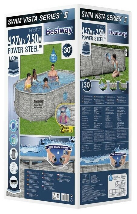 Бассейн каркасный Power Steel Swim Vista, 427 х 250 х 100, фильтр-насос, лестница, тент, 56714 Bestway - фотография № 11