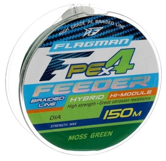 Шнур Flagman PE Hybrid F4 Feeder 150м Moss Green 0.12мм 6.4кг