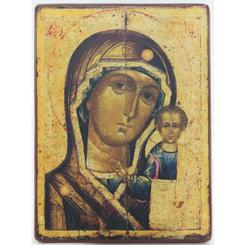Православная Икона Божией Матери Казанская, деревянная иконная доска, левкас, ручная работа (Art.1119С)