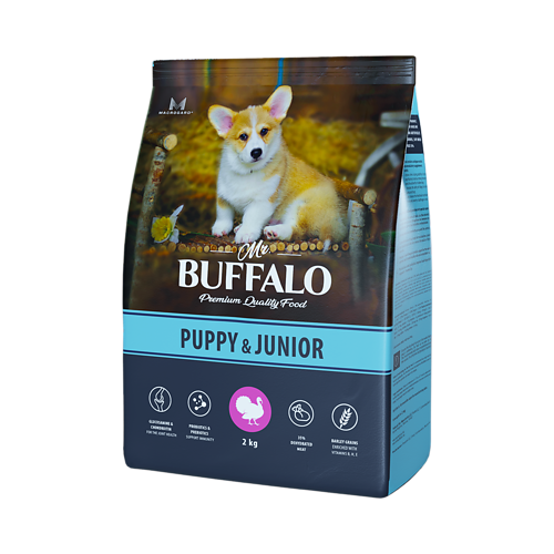 MR.BUFFALO PUPPY & JUNIOR 2 кг сухой корм для щенков и юниоров индейка 5 шт