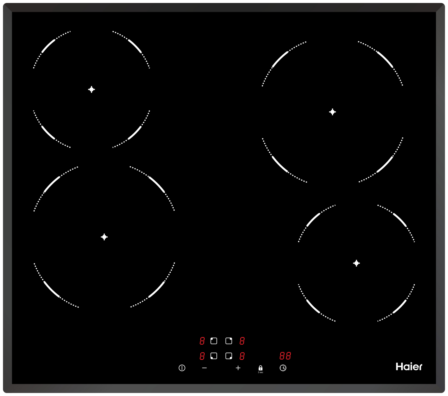 Электрическая варочная панель Haier HHY-C64NVB, цвет панели черный, цвет рамки черный