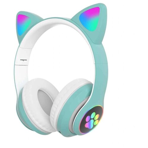 Беспроводные Bluetooth наушники с кошачьими ушками Cat Ear P33M (Бирюзовый)