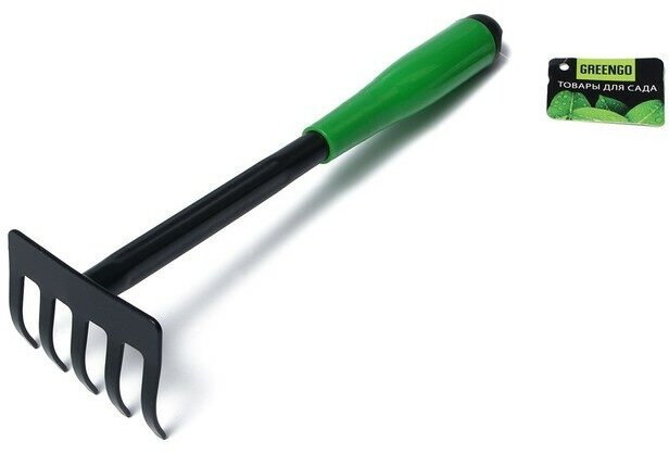 Грабли, длина 30 см, пластиковая ручка, зелёные