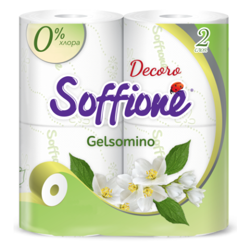 Туалетная бумага Soffione Decoro Gelsomino двухслойная 4 рул. бумага туалетная soffione decoro pink 2 сл 4 рул