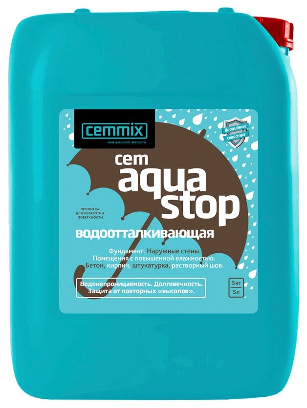 Водоотталкивающая пропитка для бетона Cemmix CemAquaStop, 5 л