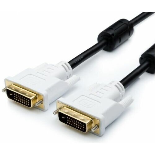 Кабель DVI Atcom AT8057 1.8м, DVI-D Dual link, 24 pin, 2 феррита, пакет кабель atcom dvi dvi at8057 черный