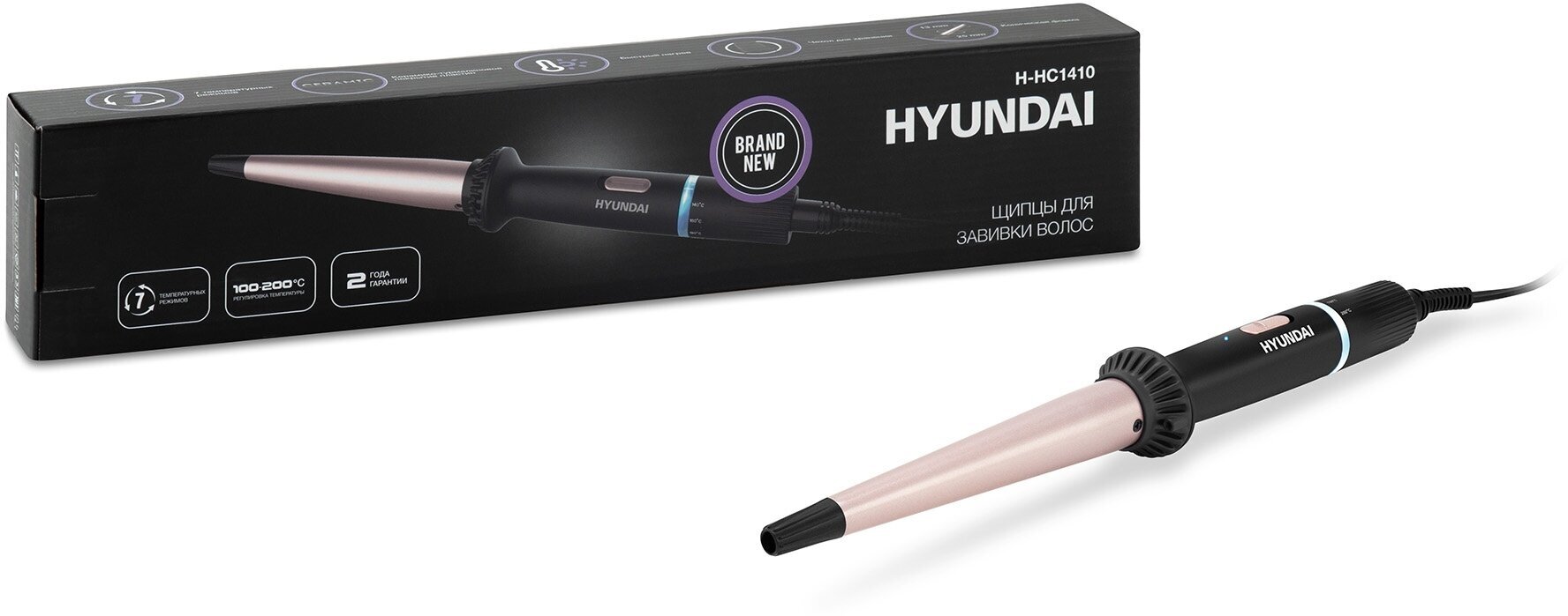 Щипцы Hyundai H-HC1410 40Вт макс. темп:200С покрытие: керамико-турмалиновое черный