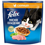 Felix Мясное объедение / Сухой корм Феликс для кошек с Курицей 1,3 кг - изображение
