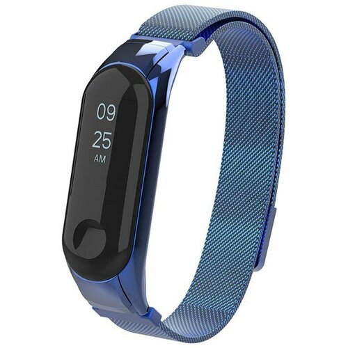 Ремешок Xiaomi Mi Band 3/Mi Band 4 металлический, сетчатый синий