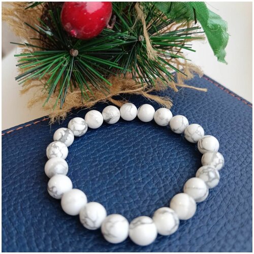 фото Браслет из натурального камня кахолонг, бусины 8 мм нет бренда