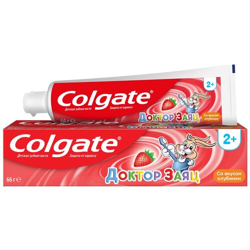 Зубная паста Colgate Доктор Заяц вкус Клубники детская , для девочек, для мальчиков, 50 мл