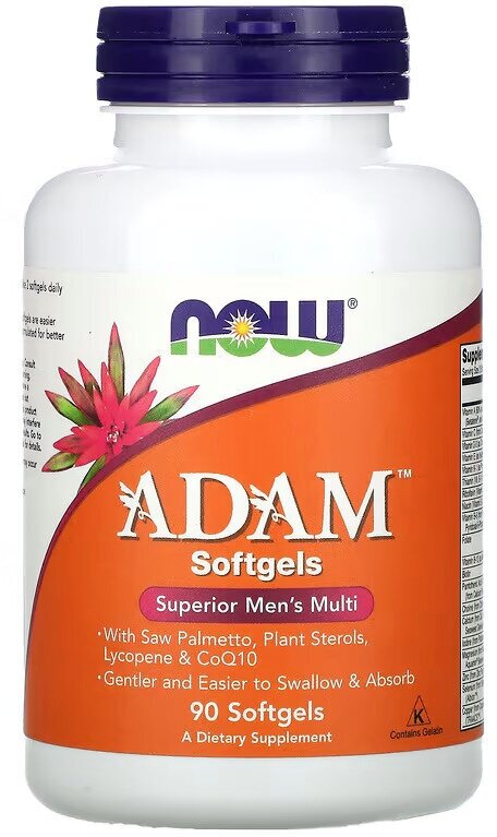NOW Foods, ADAM, эффективные мультивитамины для мужчин, 90 капсул