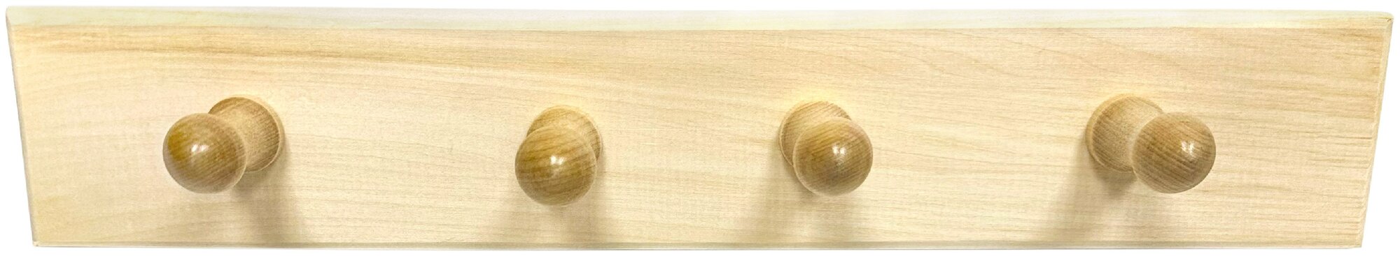 фото Вешалка настенная для одежды деревянная из липы, для полотенец в ванную, для бани и сауны, в прихожую на дверь