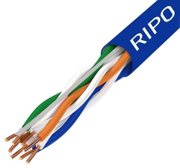 фото Кабель витая пара для локальной сети LAN UTP4 CAT6 23AWG Cu RIPO 50 метров 001-112017-50